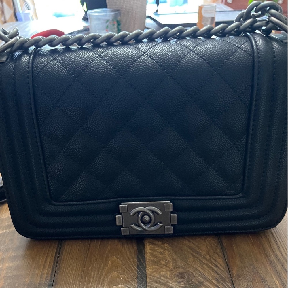 Unbranded Flap Bag Quilted Caviar faux Leather Black Crossbody Handbag